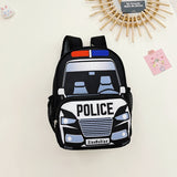 Llyge Children's School Bags Fashion Small Police Car Schoolbag Boys And Girls Korean Fashion Kindergarten Snack Backpack