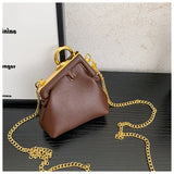 LLYGE Mini Ladies Small Bag Brand Designer Handbag 2023 New Personality Simple One-Shoulder Messenger Bag Metal Clip Chain Women's Bag