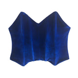 Woman  Navy Blue Slim Velvet Strapless Tanks 2023 Girls Chic Backless Club Tops Female Fashion Solid High Street Cropped Top