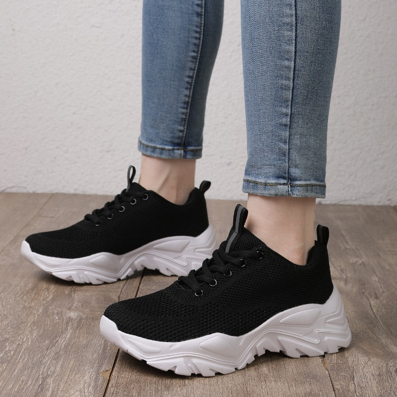 Llyge Women's Shoes 2023 Autumn New Fashion Sports Shoes All-Match Women's Thick-Soled Casual Shoes Breathable Large Size Women Shoes