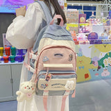 LLYGE Fashion Kawaii Schoolbag For Teenage Waterproof Nylon Girls Bagpack Women Laptop Backpack Travel Bag Black Bookbag