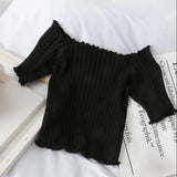Llyge  Spring Summer Slash Neck Sweater Shirts Female Knitted Vintage Elastic Pullovers Women Crop Tops Traf Tangada Свитер Y2k 2022