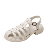 Llyge Summer Sandals Women Low Heel Platform Shoes  Soft Comfortable Casual Beach Round Toe Student Sandals Ladies