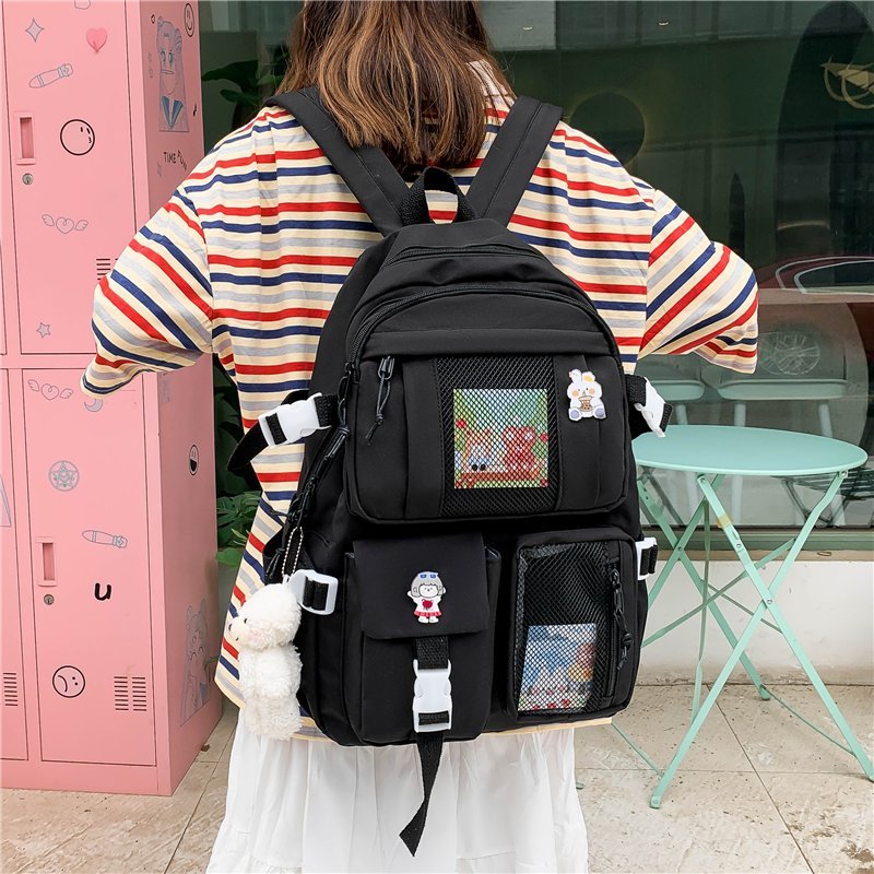 Back To School LLYGE 2023 Women Large Capacity Travel Backpack Female Multi-Pocket College Waterproof School Bags Transparent Pocket Laptop Backpacks