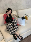 Llyge High Waist Women Summer Trousers New Plaid Fashion Slim 2022 Straight Hot Loose Chic Streetwear Normcore Office Lady