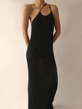 LLYGE 2023 Hollow Out V Neck Maxi Dress For Women Outfits Backless Club Party Halter Summer Slim Dresses Vestidos Elegant