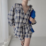 Women Spring Summer 2 Piece Shorts Set Female Blouse Shirt & High Waist Tracksuits Casual Fashion Pant Suit