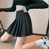 Llyge Fashion Women Skirt Preppy Style High Waist Skirts Black White Short Mini Student Uniforms Girls Harajuku Skirt A-Line Loosesize