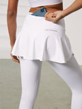 Llyge Women High Waist Skirts Legging Nylon Elasticity Gymwear Workout Running Activewear Yoga Trainning Pant Fake Two Skirt + Pants