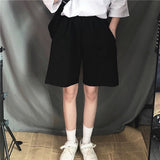 Llyge Summer Gray Shorts Women Fashion Ladies Elastic Waists Short Pants High Waist Streetwear Wide-Leg Oversize Simple Unisex Short