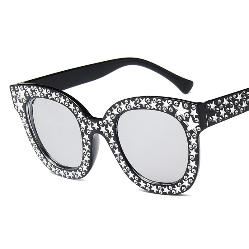 LLYGE Fashion Cat Eye Round Sunglasses Women Vintage Brand Designer Sun Glasses Female Retro Shades Mirror Driving Oculos De Sol