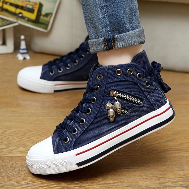 Llyge 2023 New Women's Large Size Flat Bottom Lace-Up Sneakers Casual Shoes Spring And Autumn Breathable High-Top Women's Shoes