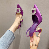 Women Pumps luxury Crystal Slingback High heels Summer bride Shoes Comfortable triangle Heeled Party Wedding Shoes CHL&113-29