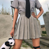 Llyge Skirts Women Pleated High Waist Summer Solid Pleated Mini Skirt Loosesize 5XL A-Line School Uniform For Girls Streetwear Clothes