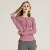Llyge Long Sleeve Women Sport Top Fitness Front Zipper Gym Shirt Yoga Sportswear Women Clothing Running Slim Workout Coat