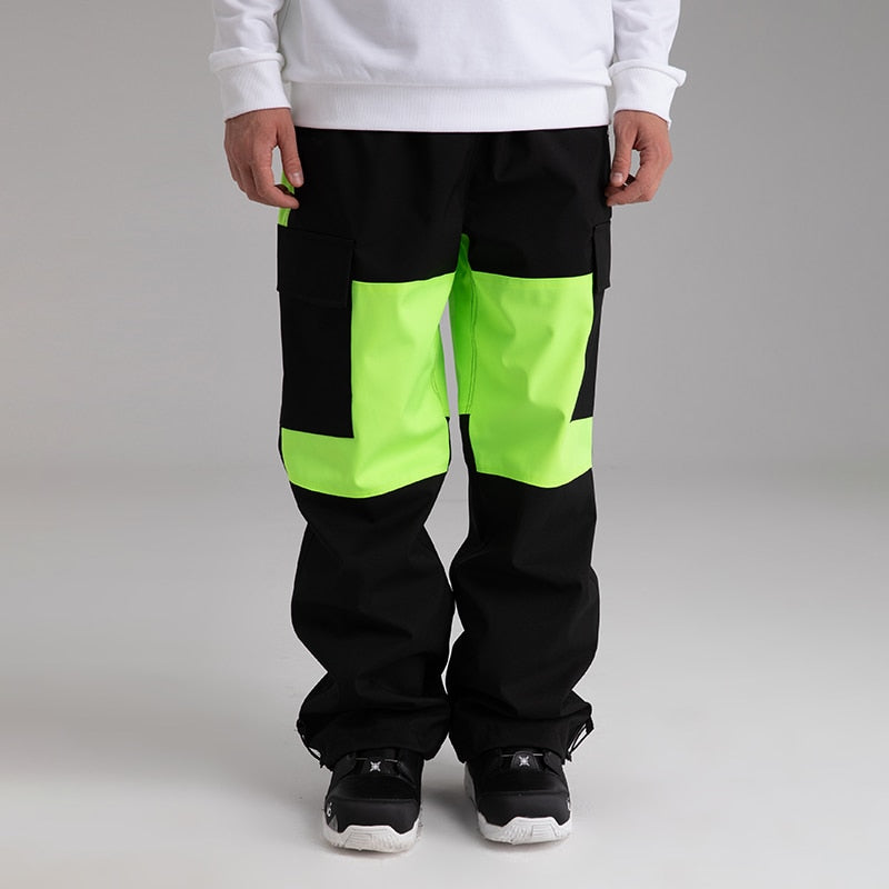 Llyge Ski Pants 2023 New Product OVERSIZE Loose Tooling Color Matching Snowpants Women's Windproof And Waterproof Men's Ski Suits
