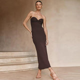 LLYGE Elegant Strapless Maxi Dress for Women  Sleeveless Backless  Club Party Clothing Summer Long Dress