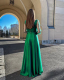 LLYGE Evening Party Mermaid Dress Women Voile Sleeve Long Gowns 2023 Luxury Square Collar Side Split Elegant Robe Green Maxi Dress