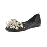 Llyge 2022 New Fashion Single Shoes Women Autumn Pearl Shoes Shallow Pointed Toe Flat Shoes