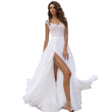 LLYGE 2023 Summer Lace Chiffon Dresses for Women White Evening Dresses Long Luxury Party Floor-Length Dress Wedding Split Dress