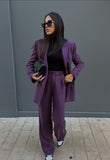 LLYGE 2023 Office Lady Solid Purple Oversized Long Blazer Women Long Sleeve V Neck Double Breasted Jackets Female Outwear