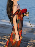 llyge  Maxi Dresses for Women 2023 Elegant Chic Floral Print Evening Club Party Dress Summer  Off Shoulder Straps Beach Dress