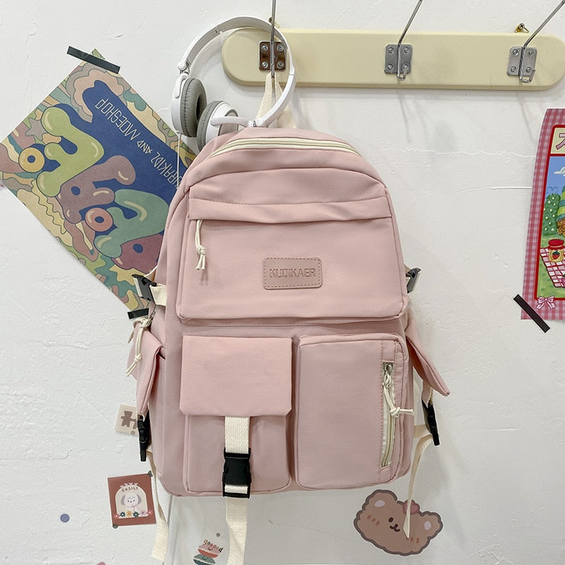 Llyge Large Capacity Canvas Black Backpack Light Simple Travel Bag Canvas Backpack Student School Bag Canvas Student Zipper Backpack