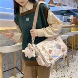 Back To School LLYGE Japanese Cute Women Plaid Messenger Bags Ladies Cover Shoulder Crossbody Bag Sweet  Teenager Girls Checkerboard Bunny Handbags