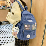LLYGE Back To School LLYGE Korea Style Female Student Laptop Backpack Cute Fashion Book Schoolbag Women Kawaii Backpacks Harajuku Girl Mesh College Bag