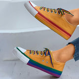Llyge Women Vulcanized Shoes Canvas Sneakers Summer Candy Color New Fashion Rainbow Female Platform Walking Ladies Flat Comfort Casual