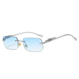 LLYGE Luxury Rimless Square Sunglasses Women Brand Designer Frameless Gradient Sun Glasses Fashion Vintage Metal Leopard Oculos