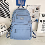 Llyge New Solid Color Waterproof Nylon Women Backpack Men Large Capacity Laptop Back Bag Unisex Travel Rucksack Schoolbag New