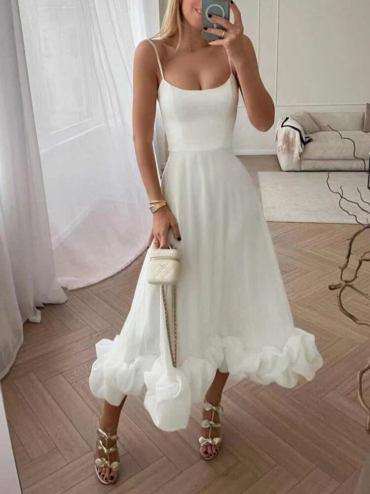 Llyge Dresses for Women 2023 Summer New Elegant Evening Dresses White Sleeveless Long Dresses Fashion Party Dress Robe Women Clothing