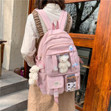 LLYGE Fashion Female Women Backpack Cotton Kawai Rucksack Cute Student School Bag Teenage Girls Casual Bookbag Mochilas