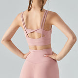 llyge Vnazvnasi New Yoga Sports Bra Women Crop Top Workout Fake Two Piece Kink Sport Vest Women Clothing Wireless Push Up Bra Gym Tops