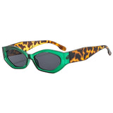 LLYGE Small Irregular Oval Sunglasses Women Brand Designer Fashion Sun Glasses Female Vintage Green Leopard Shades Oculos De Sol