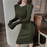 Llyge Black  Female Knit Dress Winter Autumn Wrap Midi Green Bodycon 2023 Fashion Sweater Dresses Woman Vintage Korean Mini Short