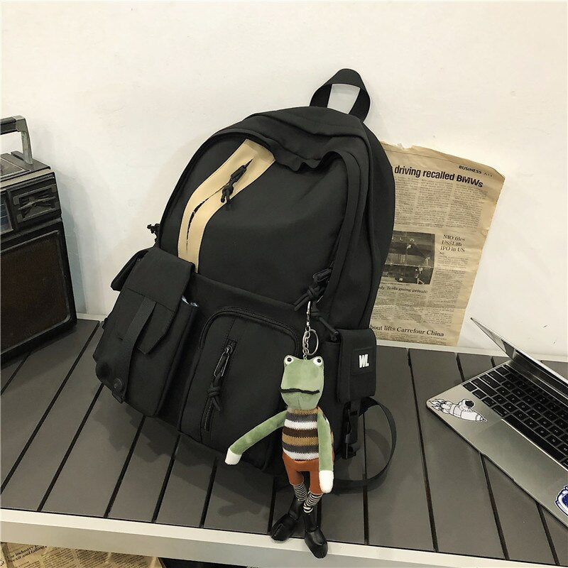 Llyge Large Capacity Laptop Backpack College Couples Big Schoolbag Book Bags New Multi-Pocket Waterproof Nylon Women Backpack