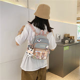 Back To School LLYGE Women Korean Style  Backpack Kawaii Travel Shoulder Bag For Tennage Girls  Multi-Purpose Casual Ladies Small School Backpack