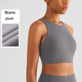 Warm Winter Sports Top Yoga Bra Gym Shock Absorption Gathering Fitness Wireless Push Up Bra Workout Clothes For Women