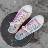 Llyge Ultraviolet Color Changing High-Top Canvas Shoes Women's 2023 New Color-Blocking Vulcanized Shoes Women's Skateboard Shoes