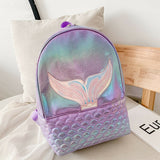 Llyge Mermaid Backpack Girl School Book Shoulder Bag Rucksack PU Laser Backpacks Travel Kids Mini Backpack