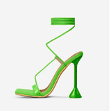 LLYGE 2023 New Summer Women Sandals Clear High Heels Cross-Strap Ladies Shoes Square Toe Pumps  Lady Party Sandals Size 42