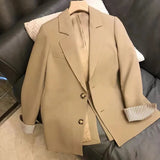 Llyge  Women Casual Pure Color Spring Blazer New Notched Collar Long Sleeve Loose Jacket Fashiontide Autumn 2022 Traf