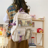 Back To School LLYGE New Korean Large Capacity Backpacks Women Kawaii Students Preppy ITA Bag For Teenager Girls Sweet Waterproof School Travel Bags