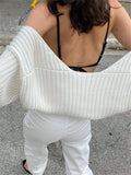 Llyge Women Ultra-Short Sweater Coat 2023 Long Sleeve Loose Knitted Crop Tops Solid Color  Cardigan Sweaters Tops