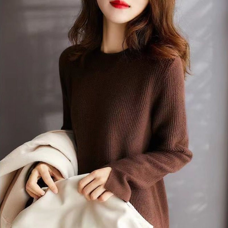 Llyge Red Knitted One-Piece Dresses For Women Autumn Winter 2023 Loose Women's Sweater Knit Dress Korean Fashion Midi Chic And Elegant