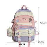 LLYGE Fashion Kawaii Schoolbag For Teenage Waterproof Nylon Girls Bagpack Women Laptop Backpack Travel Bag Black Bookbag