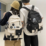 Back to School Fashion waterproof nylon women Backpack Girl travel High capacity student men black and white patchwork color laptop bag