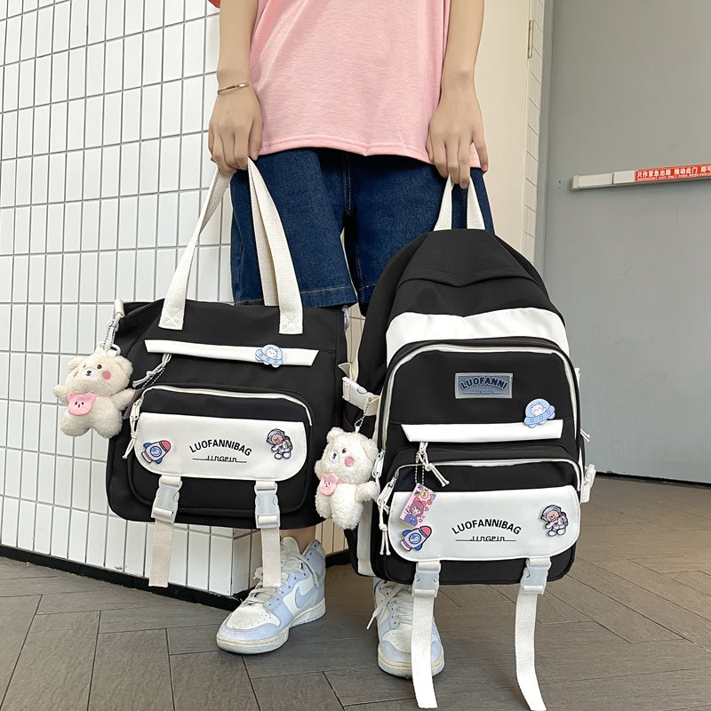 LLYGE Fashion Women Backpack Cute Nylon Waterproof Set Bag Rucksack Teens Kawaii Bookbag For Girls Schoolbag Travel Mochila